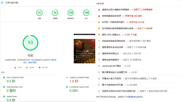 PageSpeed Insights工具测试网站性能图